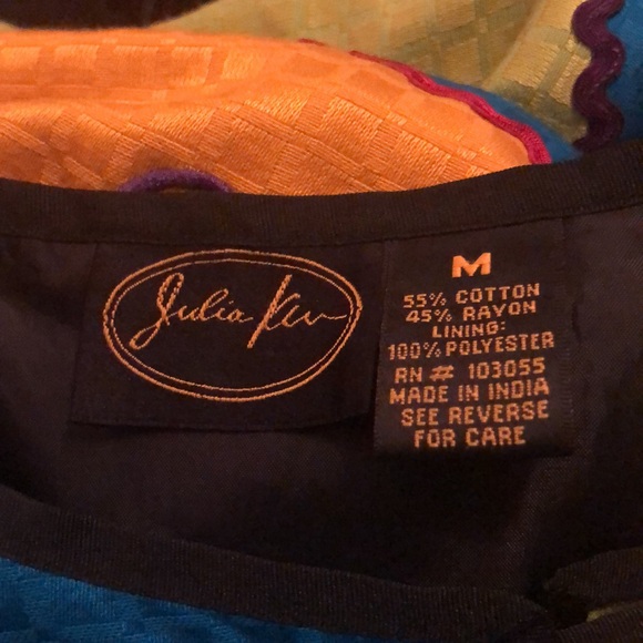 Julia Ku Colorful Blazer Jacket Vibrant Applique Quilted Embroidered size M - Picture 5 of 6